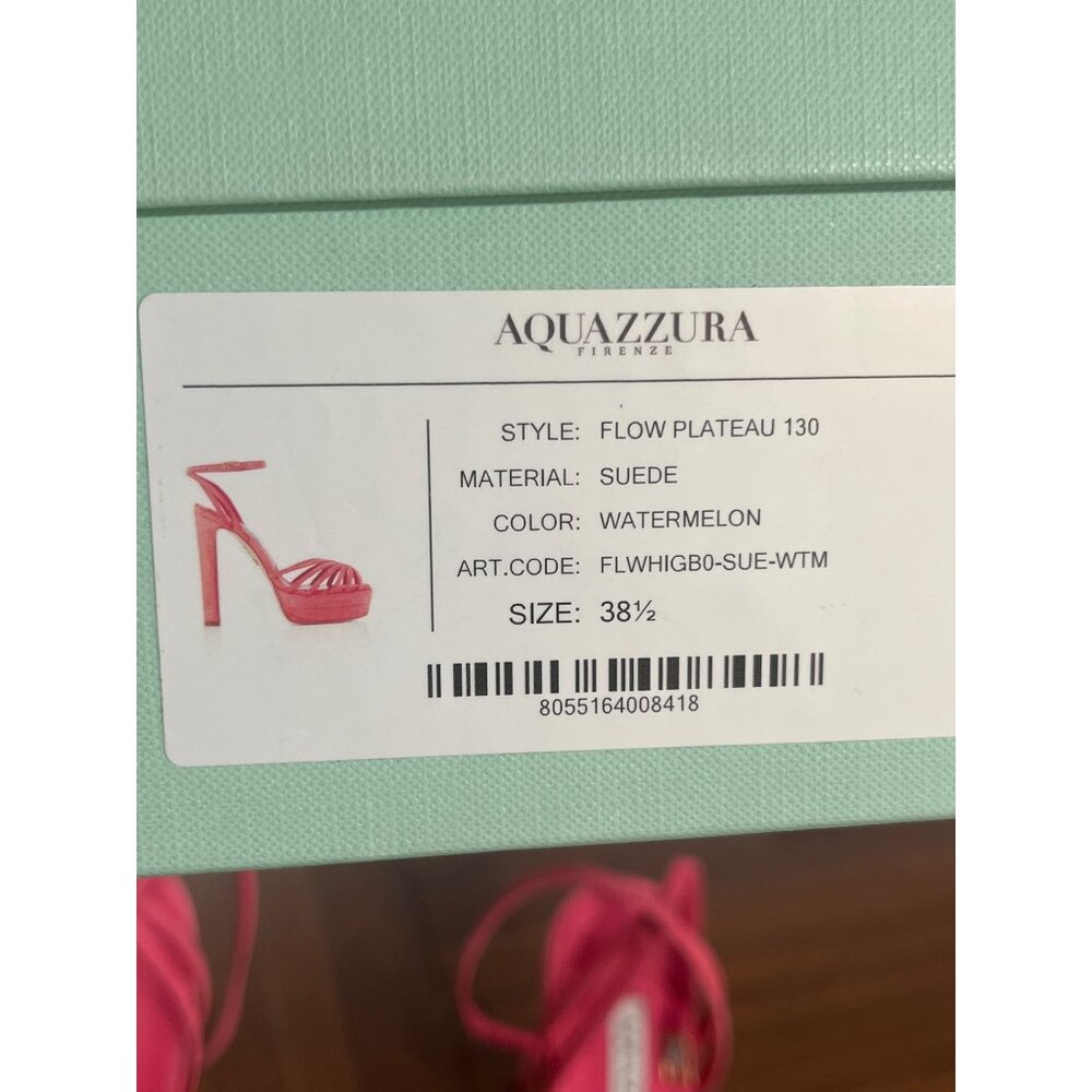 Aquazzura 130mm Flow Plateau Sandals Watermelon 38.5 With Box Pink High Heels - Picture 13 of 16